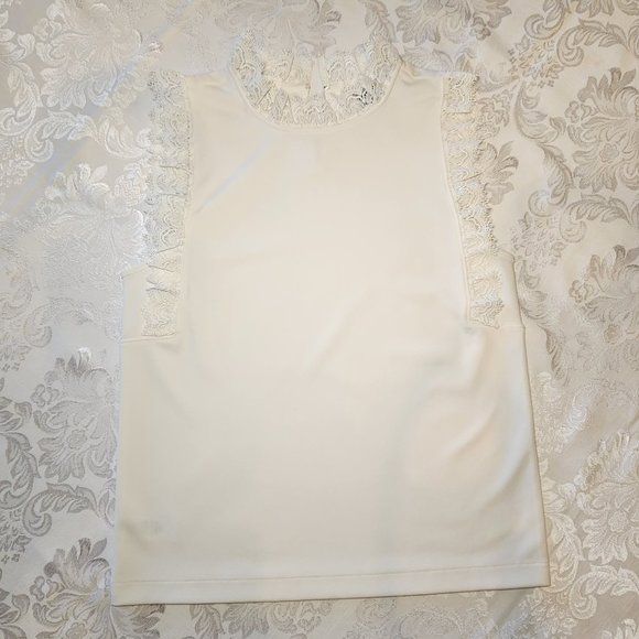 Ann Taylor Cream Lace Sleeveless Top S - Picture 8 of 12